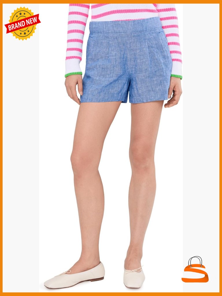 High Rise Pull On Linen Shorts Lightweight Spring Summer